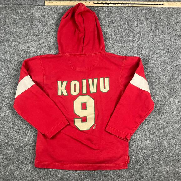 Old Time Hockey Hoodie Mens Size S Red Minnesota Wild NHL Pullover Lace Koivu 9 - Picture 7 of 9